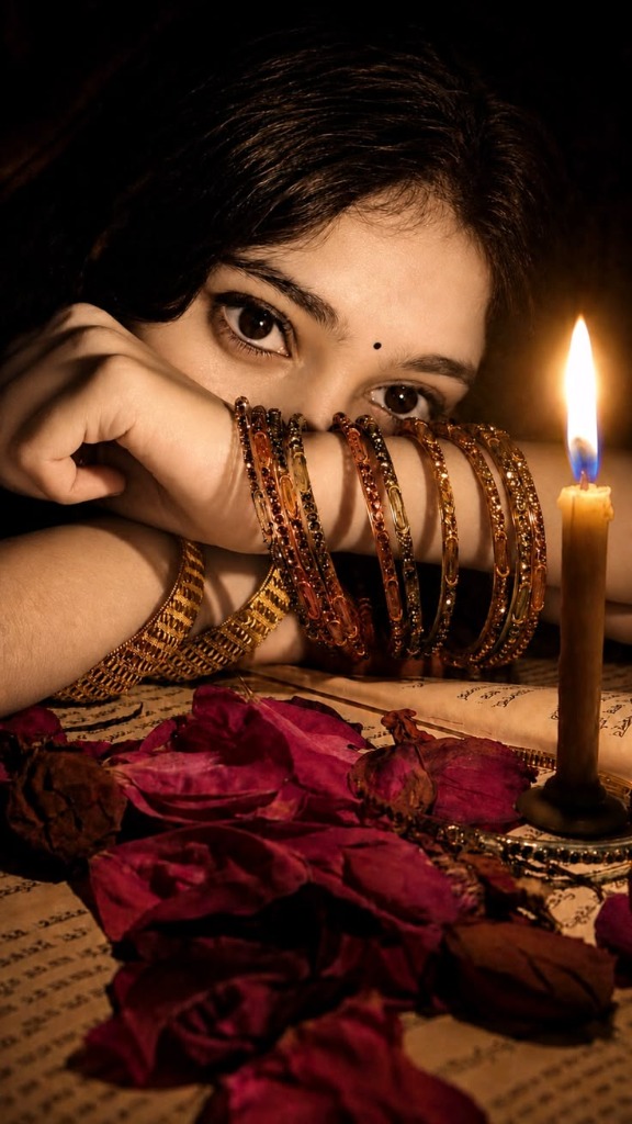 The Art of Candlelit Vintage Portraiture: Glass Bangles, Poetic Slow Living & Ambient Evening Rituals
