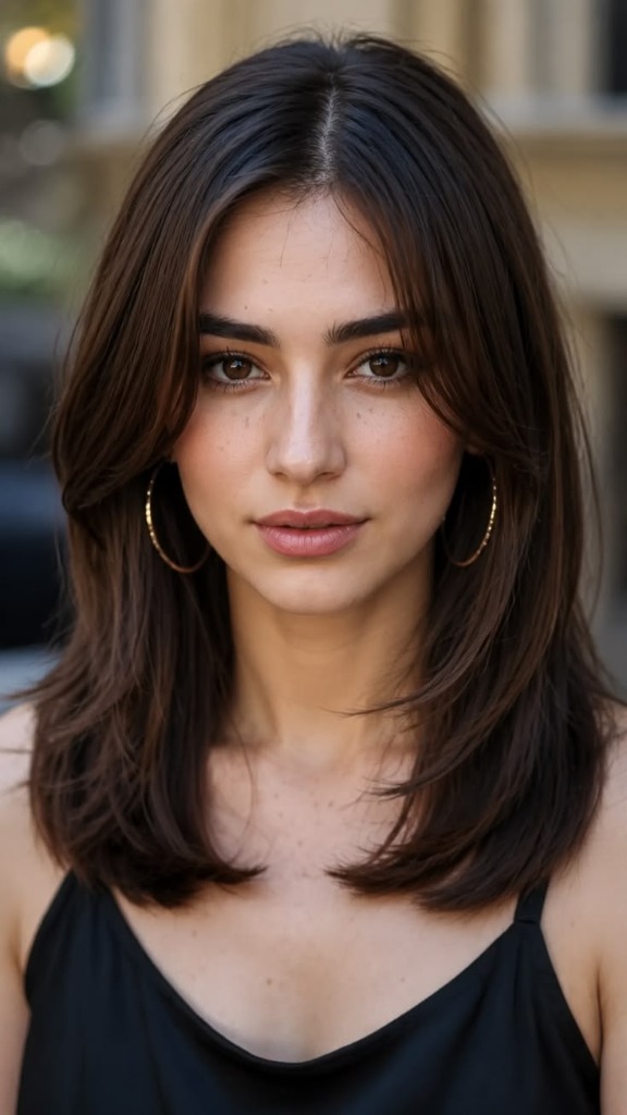 Collarbone-Length Layered Lob with Curtain Bangs: The Ultimate Effortless Parisian Brunette Haircut Guide