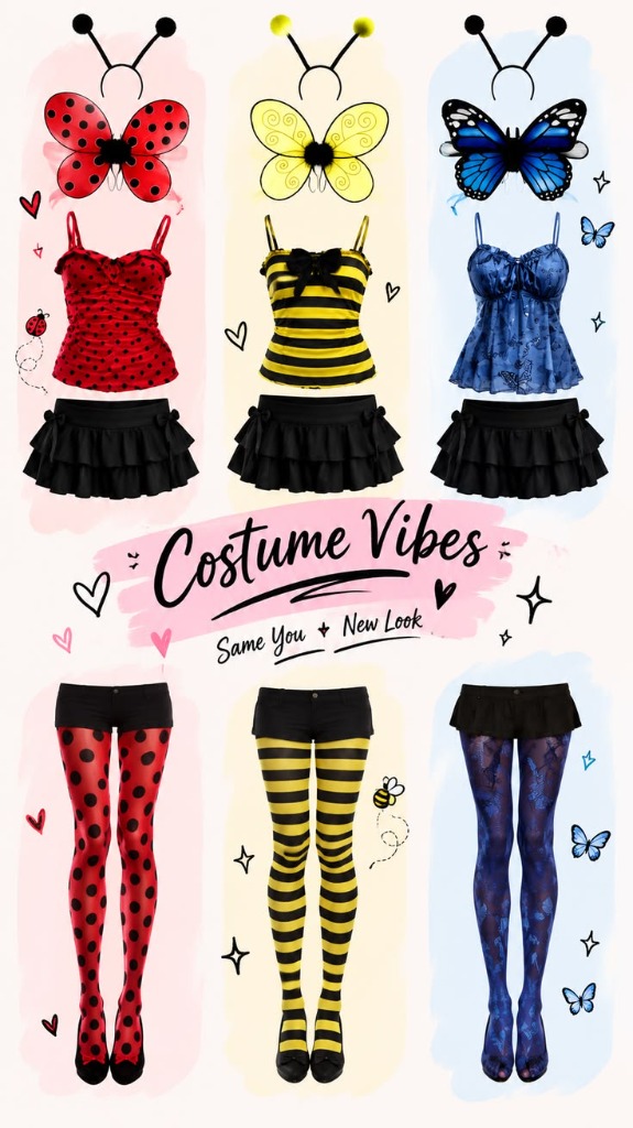 Cute Trio Halloween Costumes: Ladybug, Bumblebee & Butterfly 'Same Base + New Look' Guide