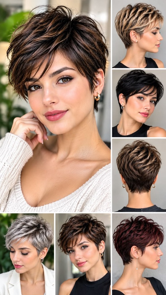 The Modern Textured Pixie Cut 360 Guide: Front, Profile, Back Views & Trend Color Inspo