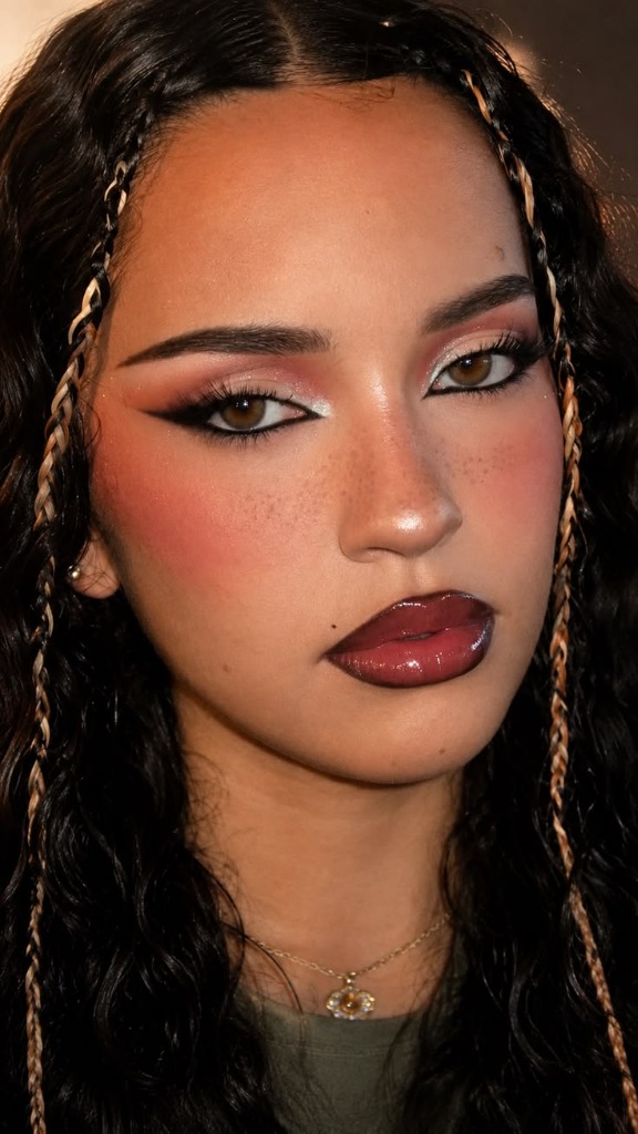 Y2K Siren Eyes, Glossy Ombré Lips & Baby Accent Braids: The Complete Editorial Glam Masterclass